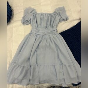 SOLD Baby blue puff sleeve mini dress